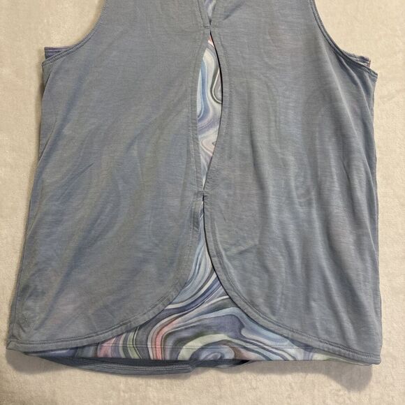 Athleta Girl Tandem Tank Girl's Size Extra Large XL 14 Blue Swirls Layered Look - Picture 11 of 15